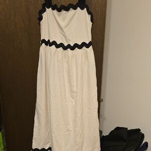 in febuary White Dress with Black Trim